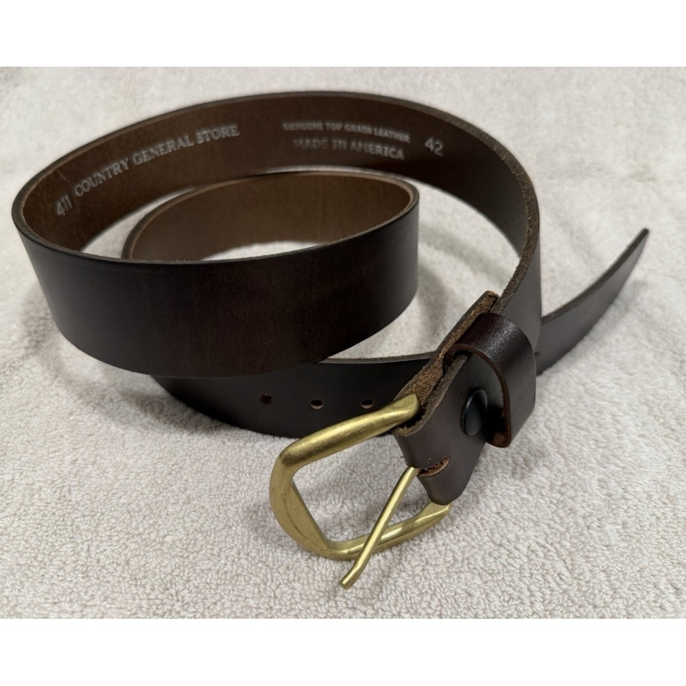 Country General Store CGS Mens Leather Belt Size 42 Brown Western Made in USA